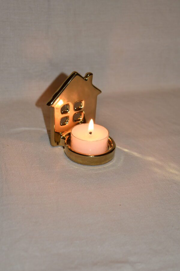 Waxinehouder goud | Huisje - Afbeelding 2