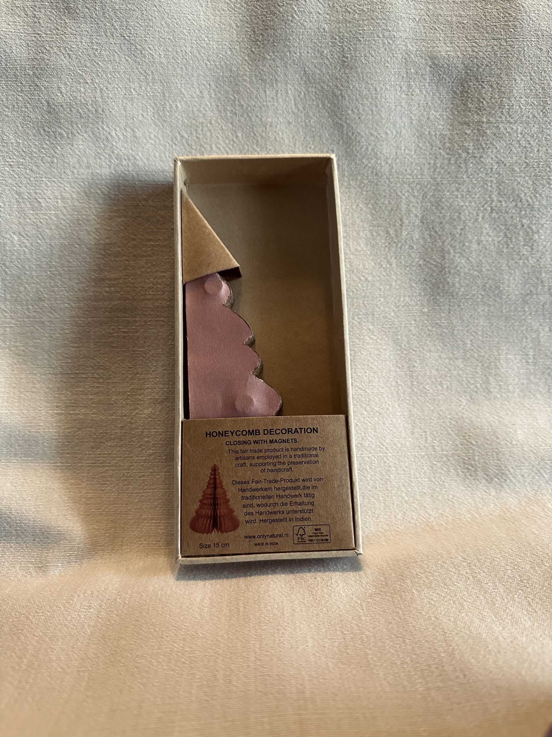 Papieren kerstboompje roze | 15 cm - Afbeelding 5